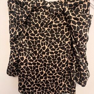 Zara Black and Tan Patterned Blouse